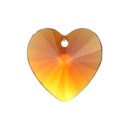 Crystal Heart Prism 4mm Amber Crystal with One Hole on Top