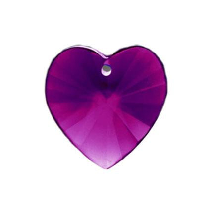 Crystal Heart Prism 14mm Amethyst Crystal with One Hole on Top