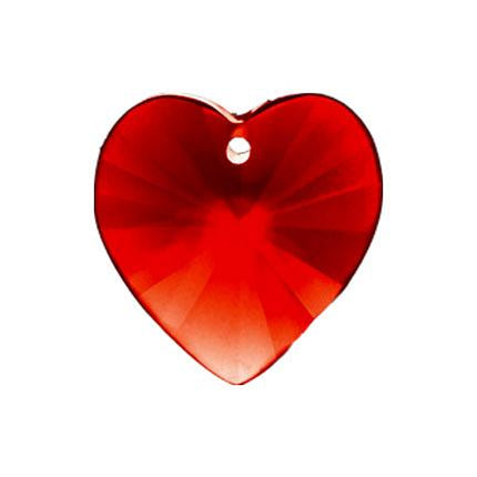 Crystal Heart Prism 14mm Red Crystal Prism with One Hole on Top