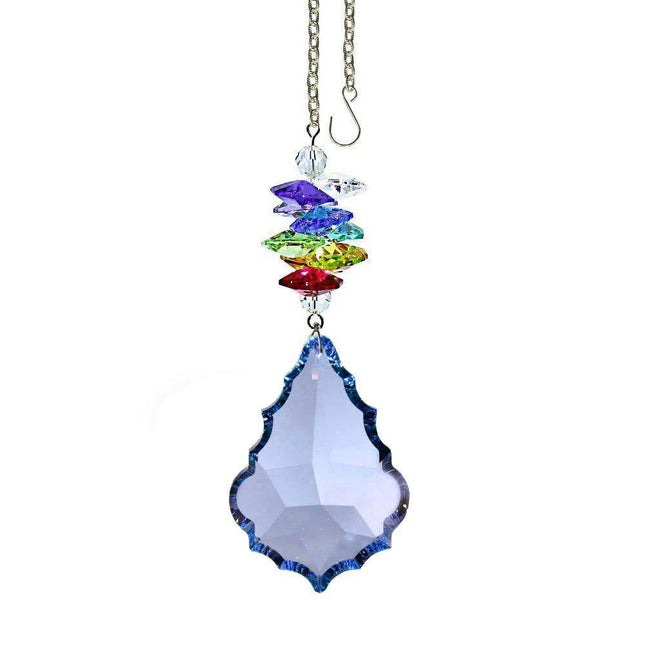 Crystal Ornament Suncatcher Faceted Sapphire Pendeloque Rainbow Maker Made with Swarovski crystals