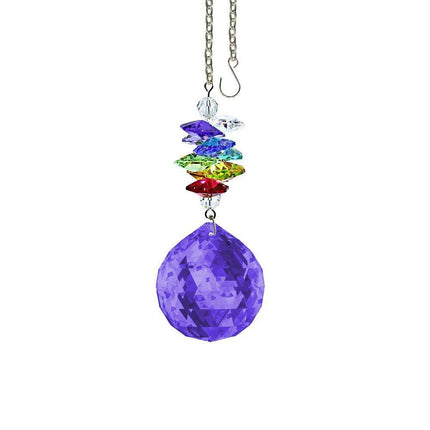 Blue Violet Ball Rainbow Maker Ornament with Chain, Swarovski Crystal Suncatcher