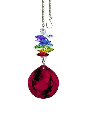 Bordeaux Ball Rainbow Maker Ornament with Chain, Swarovski Crystal Suncatcher