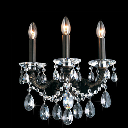 Bronze Wall Sconce 3 Lights Dark Bronze Finish with Magnificent  crystal Prisms-CrystalPlace