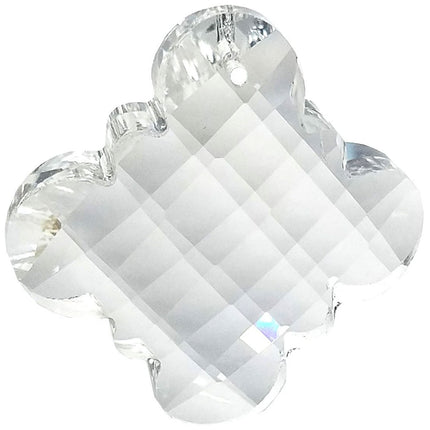 Faceted Clover Crystal 2.5 inches Clear Prism with One Hole on Top