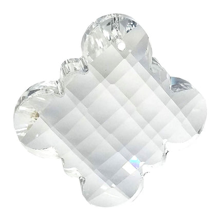 Faceted Clover Crystal 2 inches Clear Prism with One Hole on Top