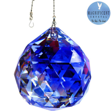 Crystal Suncatcher 70mm Blue Water Faceted Ball Prism Magnificent Brand