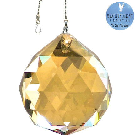 Crystal Suncatcher 70mm Gold Faceted Ball Prism Magnificent Brand
