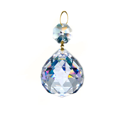 Magnificent Crystal 40mm Faceted ball Prism Clear Crystal Accent with One Octagon Bead