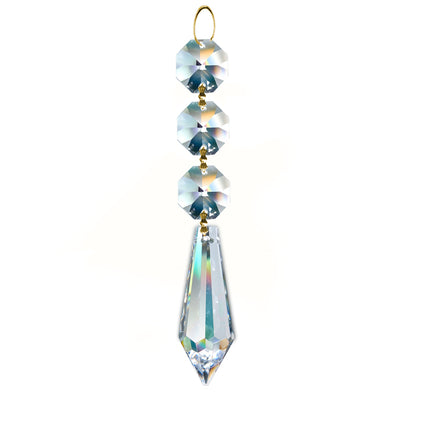 Magnificent Crystal Faceted Icicle Prism 1.5-inches Clear, 3 Crystal Beads
