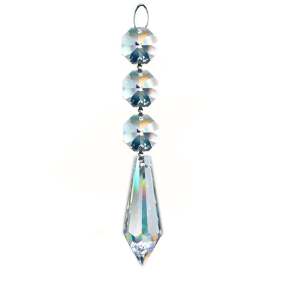 Magnificent Crystal 2-inch Faceted Icicle Prism Clear Crystal Accent with Three Octagon Beads