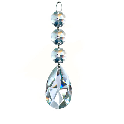 Magnificent Crystal Almond Prism 2-inches Clear, 3 Crystal Beads