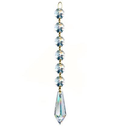 Magnificent Crystal 2-inch Faceted Icicle Prism Clear Crystal Accent with Six Octagon Beads