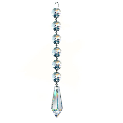 Magnificent Crystal 2-inch Faceted Icicle Prism Clear Crystal Accent with Six Octagon Beads