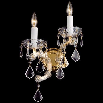 Crystal Wall Sconce 2-lights Maria Theresa W:11'' x H:19'' Dressed with Magnificent Crystal Prisms-CrystalPlace