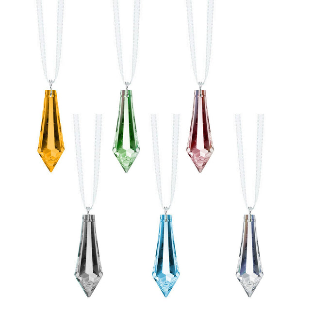 Colorful Drop Crystal 1.5 inch Prism Ornaments Swarovski Strass, 6 Pcs