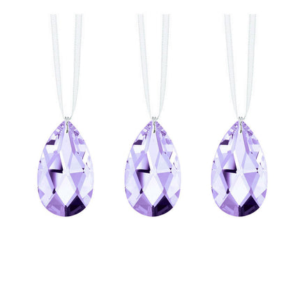 Lilac Almond Swarovski Crystal Prisms Ornament with White Satin Ribbon (3 Pcs)