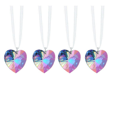 Aurora Borealis Swarovski Strass Crystal Hanging Heart Prisms (4 Pcs)