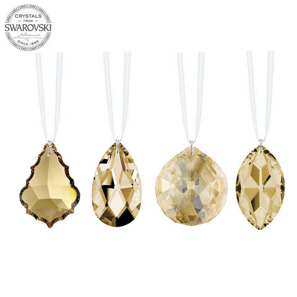 Hanging Crystal Swarovski Prisms Golden Teak Multi Shape Prisms, 4 Pcs