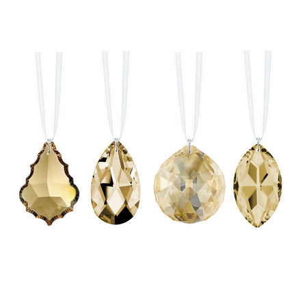 Golden Teak Multi-Shape Swarovski Crystal Prisms with Ribbons (4 Pcs)