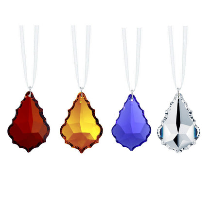Colorful 1.5-Inch Pendeloque Swarovski Strass Crystal Prism Ornaments (4 Pcs)