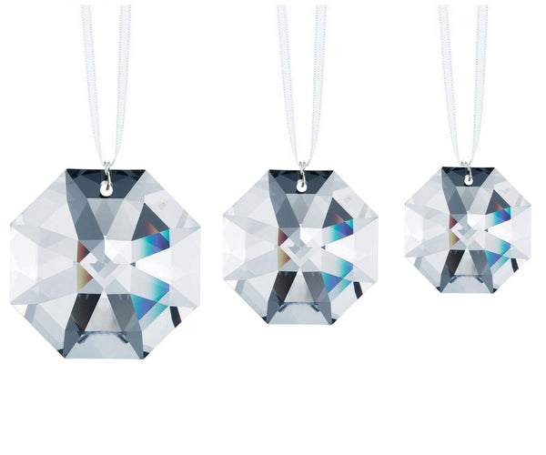 Crystal Hanging Prism, Glass - Mirrored Strand 6.5 - Kiera Set of 12 -  Silver