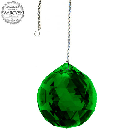 Crystal Suncatcher 40mm Swarovski Strass Emerald Green Faceted Ball Prism