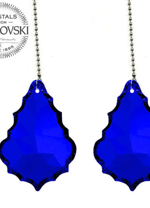 Ceiling Fan Pull Chain Swarovski Strass 2 inches Dark Sapphire Pendeloque Prism Decorative Rainbow Maker Fan Pulley Set of 2