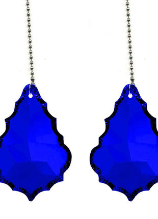 Ceiling Fan Pull Chain Swarovski Strass 2 inches Dark Sapphire Pendeloque Prism Decorative Rainbow Maker Fan Pulley Set of 2