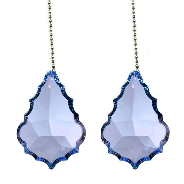 Ceiling Fan Pull Chain Swarovski Strass 2 inches Medium Sapphire Pendeloque Prism Decorative Rainbow Maker Fan Pulley Set of 2