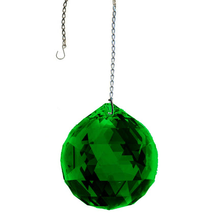 Crystal Suncatcher 40mm Swarovski Strass Emerald Green Faceted Ball Prism