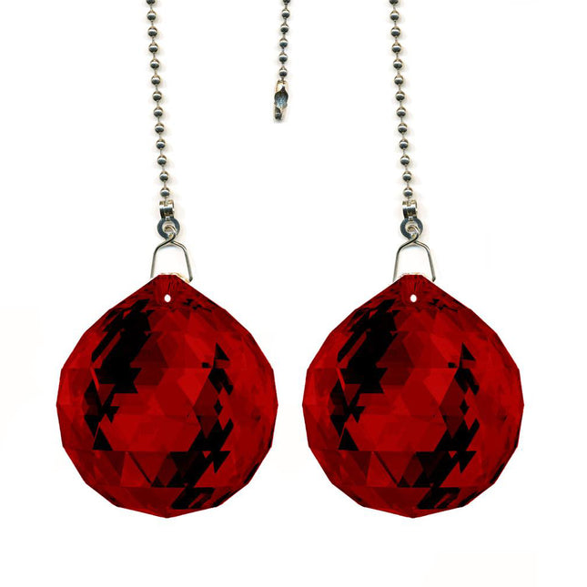 Crystal Fan Pulls Swarovski Bordeaux Ball Prism Decorative Ceiling Fan Chain Pulls Set of 2