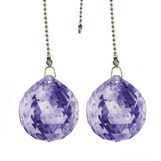 Crystal Fan Pulls Swarovski Blue Violet Ball Prism Decorative Ceiling Fan Chain Pulls Set of 2