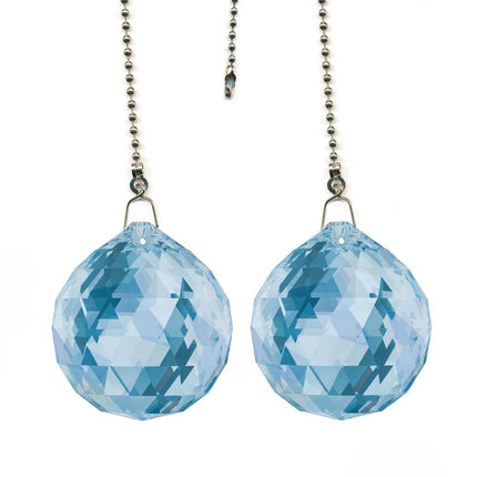ceiling fan pull chain 30mm swarovski strass medium sapphire faceted ball prism fan pulley set of 2