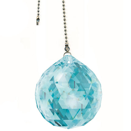 Crystal Fan Pulls Swarovski Strass crystal 40mm Antique Green Ball Prism, Black Chain