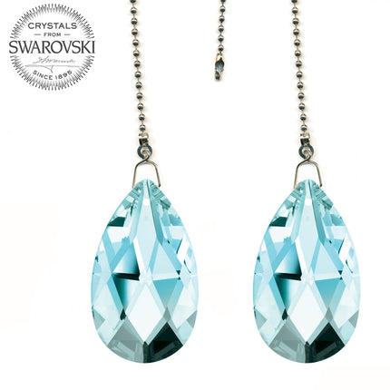 Crystal Fan Pulls Swarovski Strass crystal 2 inches Antique Green Almond Prism