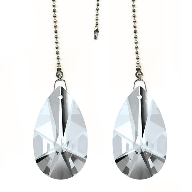 Ceiling Fan Pull Chain 2 inches Swarovski Clear Modern Almond Prisms Decorative Fan Chain Pulls Set of 2