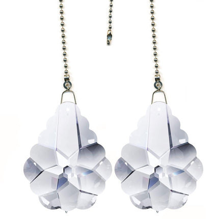 Ceiling Fan Pull Chain 2 inches Swarovski Clear Pendeloque Prisms Decorative Fan Chain Pulls Set of 2