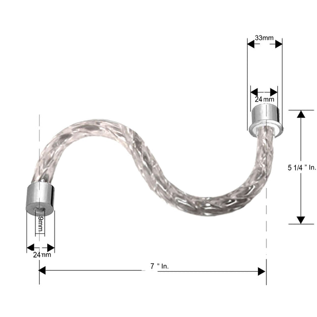 Semi Twist Crystal Rope S Arm 6 3/8 inches