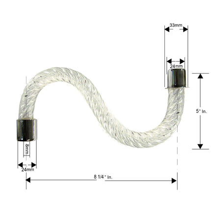 Full Twist Crystal Rope S Arm 8 3/8 inches
