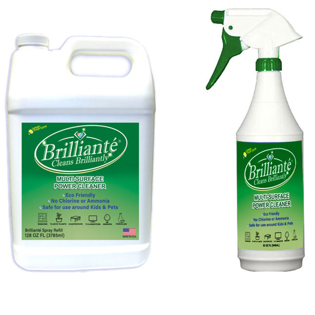 Brilliante Crystal Maulti-Surface Cleaner Spray Bottle + 1 Gallon Refill Bottle