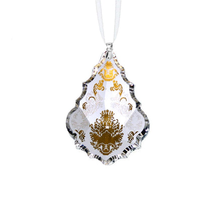 Vintage 3-inch Decorative Swarovski Crystal Pendeloque Prism Golden Pattern