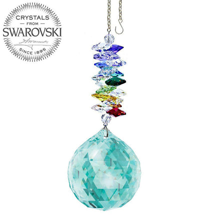 Crystal Ornament Suncatcher Antique Green Crystal Ball Rainbow Maker with Swarovski crystal Prisms