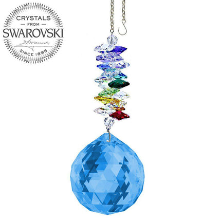Crystal Ornament Suncatcher Medium Sapphire Crystal Rainbow Maker with Swarovski crystal Prisms