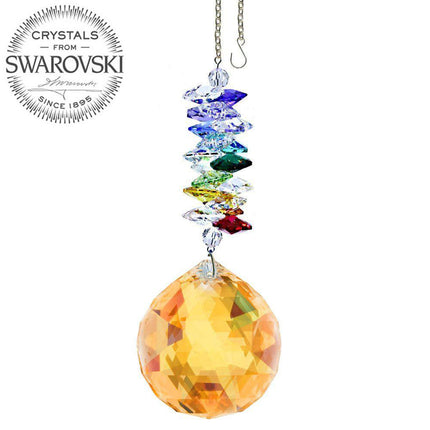 Crystal Ornament Suncatcher Topaz Crystal Ball Rainbow Maker with Swarovski crystal Prisms