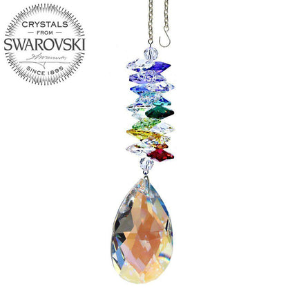 Crystal Ornament Swarovski Prisms Aurora Borealis Almond Crystal Suncatcher Rainbow Maker