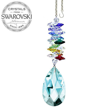 Crystal Ornament Swarovski Prisms Antique Green Almond Crystal Suncatcher Rainbow Maker