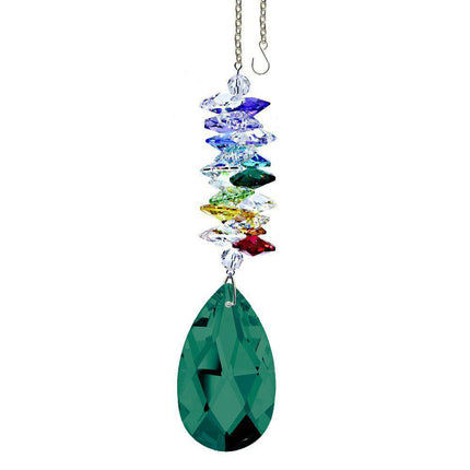 Emerald Almond Shaped Crystal Rainbow Maker with Swarovski Crystal Prisms (5-inch)
