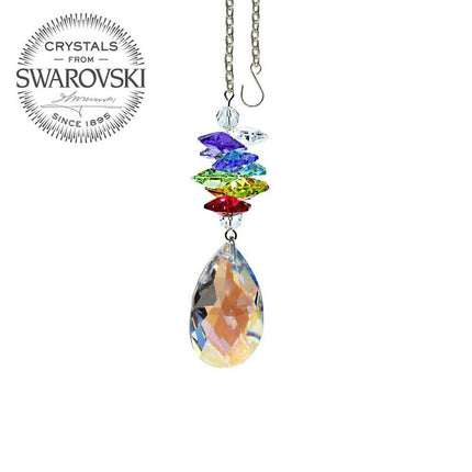 Crystal Ornament Aurora Borealis Almond Prism with Colorful Rainbow Maker with Swarovski crystal Prisms