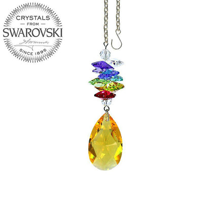 Crystal Ornament Light Topaz Almond Prism Colorful Rainbow Maker with Swarovski crystal Prisms