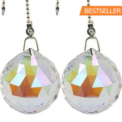 Aurora Borealis Crystal Fan Pulls Faceted Ball Prism (40mm) - Magnificent Brand